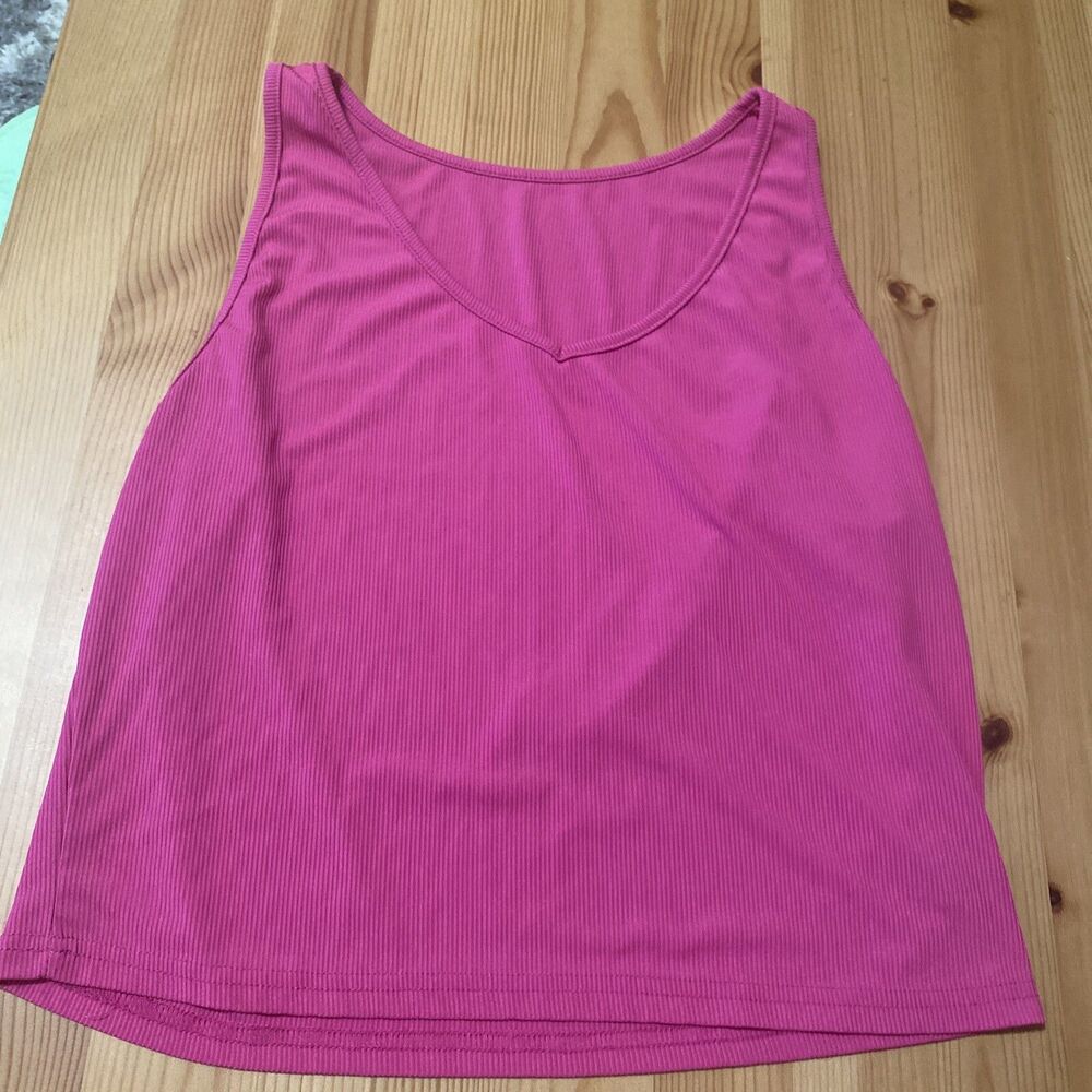 SHEIN Tank Womens 2XL Pink Ribbed Knit Tank Summer Hot Pink Barbie